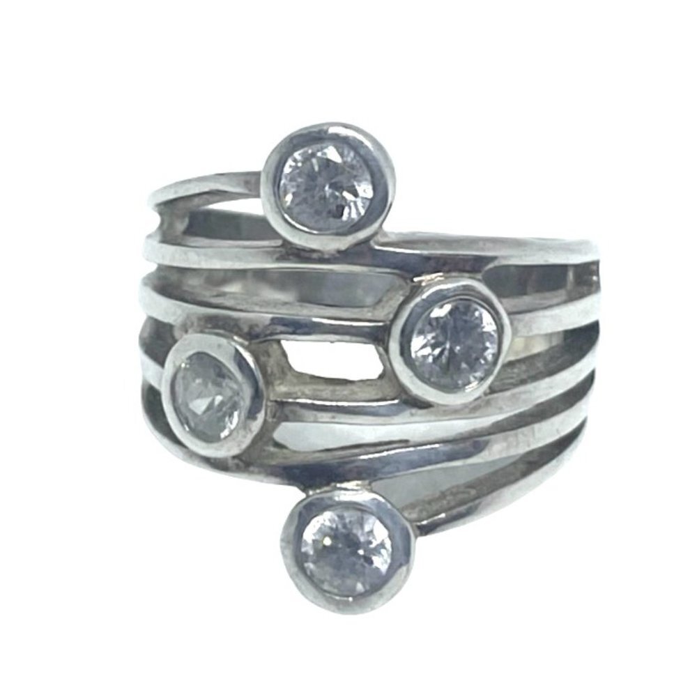 Premier Designs Inc. Cubic Zirconia Ridgeway Ring Silver Tone Size 6.5